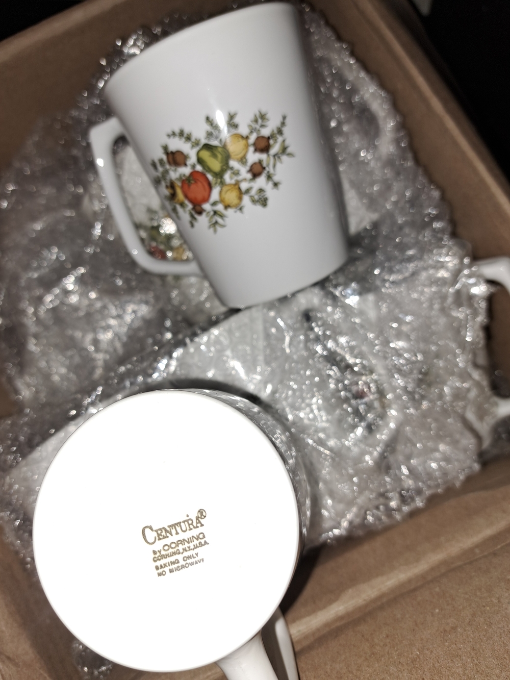 Centura by Corning White Floral Fruit-Print Ceramic Mugs - Set of 7 + 7plain